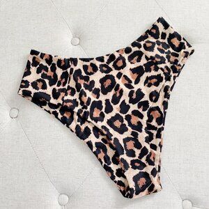 Leopard High-Waist Bikini Swim Bottoms Medium